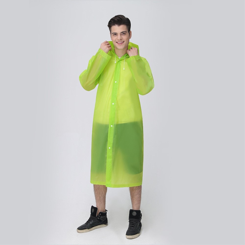 (155cm) Unisex Vinyl Regenjacke Windmantel Poncho Regencape mit Kapuze - Grün