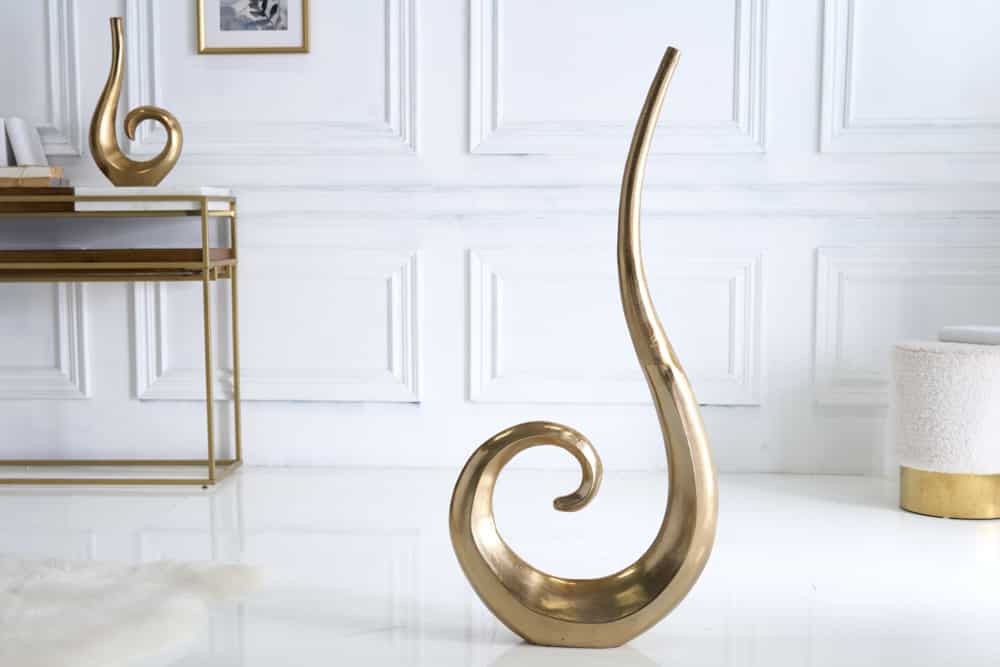 Moderne Vase WAVE XL 106cm gold Aluminium poliert Dekoration