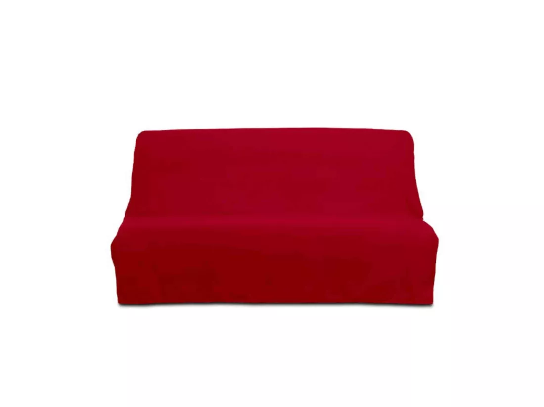 Housse de clic-clac unie 100% coton rouge 140x190