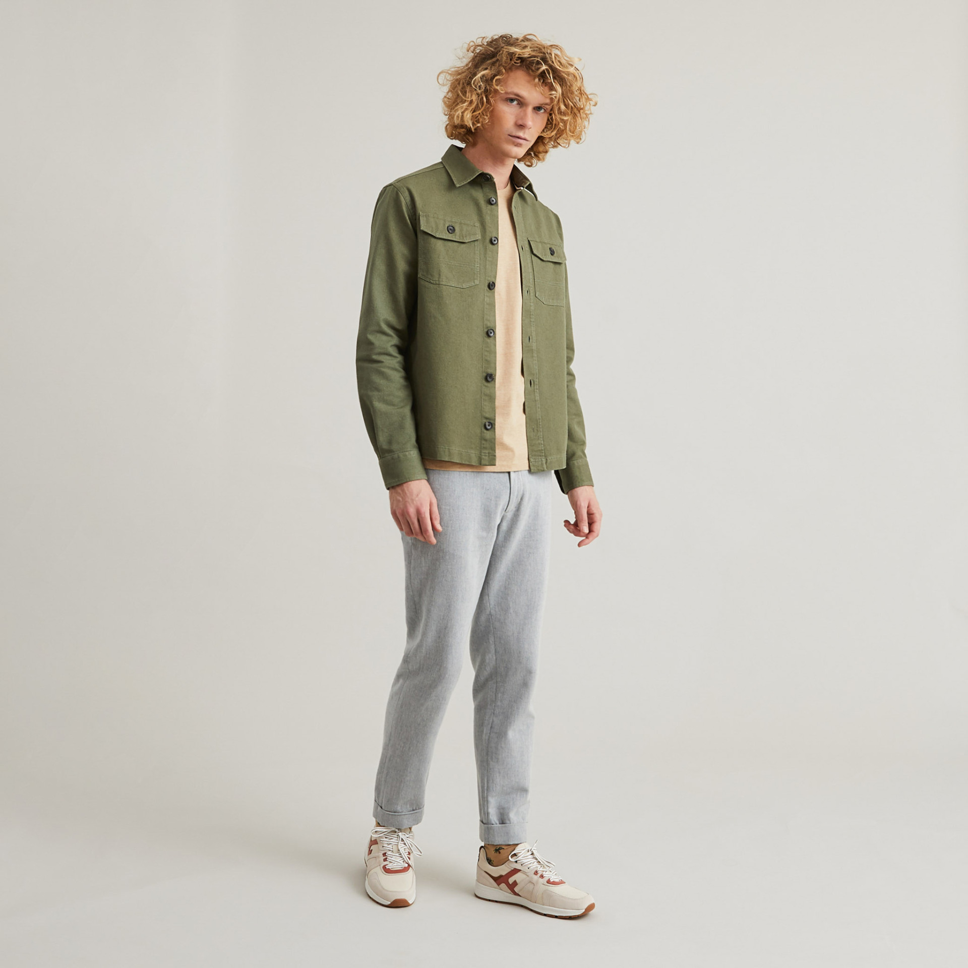 Surchemise kaki Coton recyclé et coton - modèle Cerilly