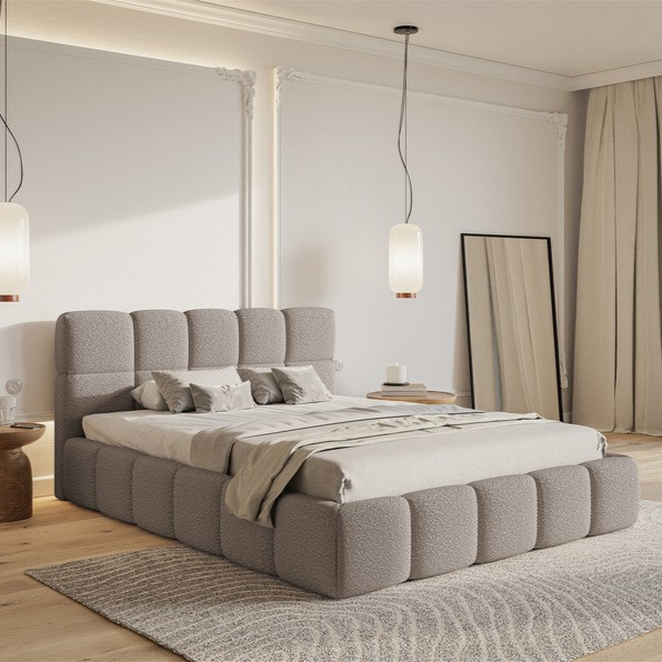 NADUVI Collection Chloe Bedframe 180 x 200 cm - Bouclé - Taupe