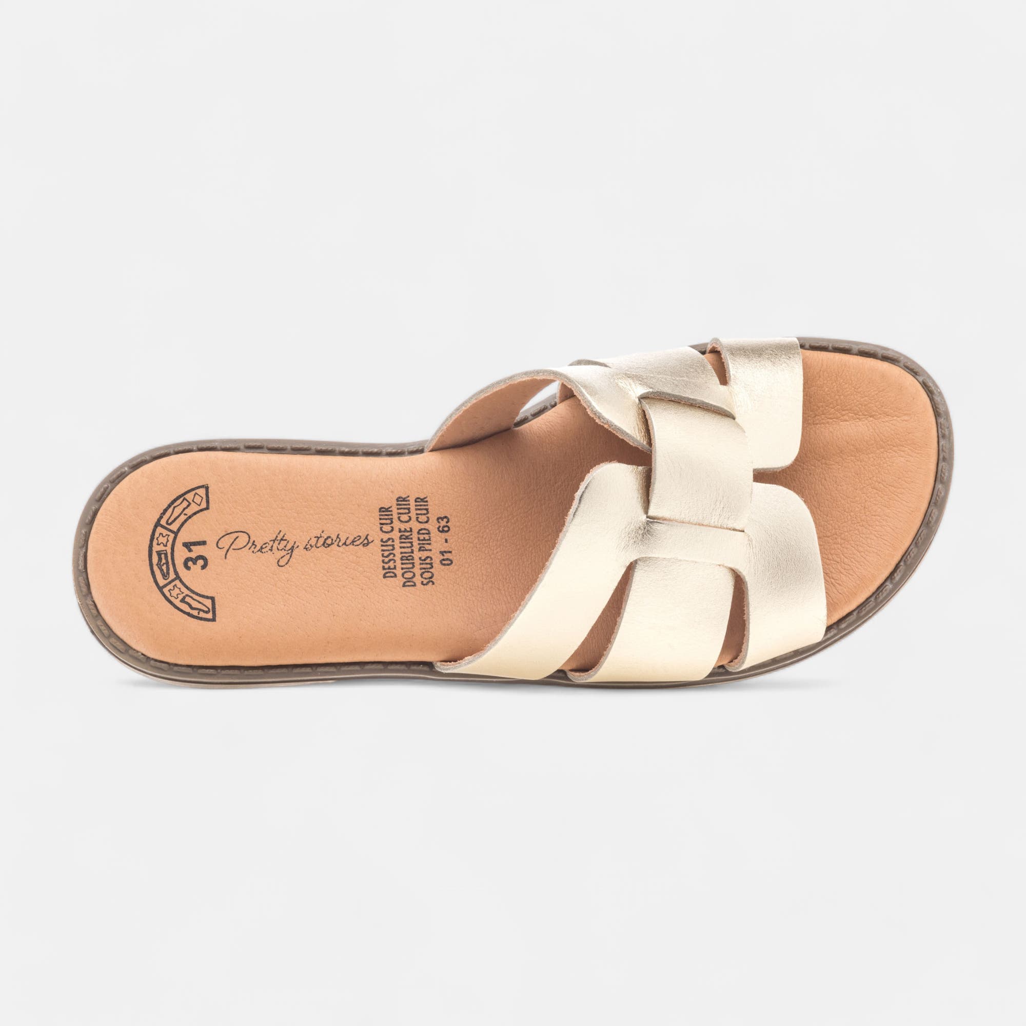 Mules Fille en cuir or