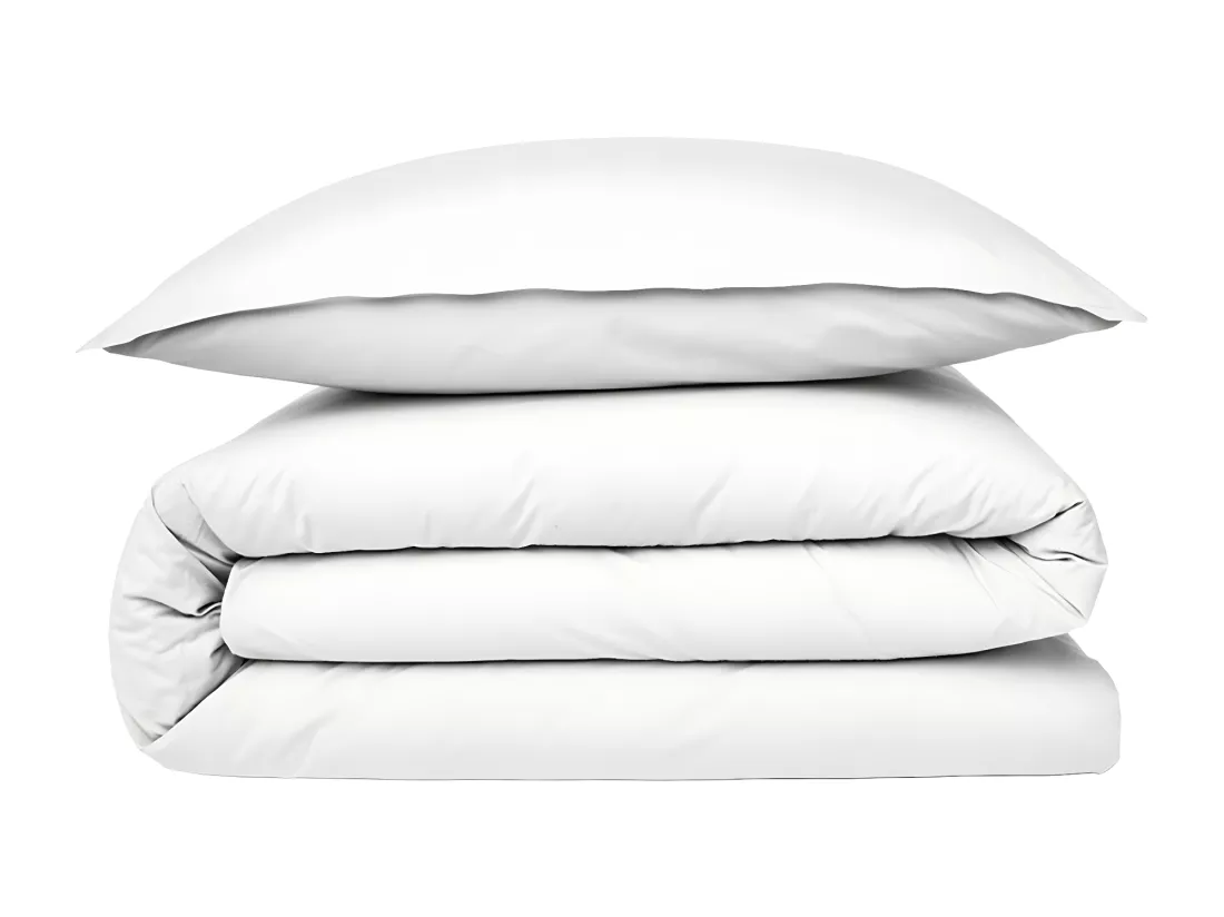 Housse de couette en coton 57 fils unie blanc 200x200cm