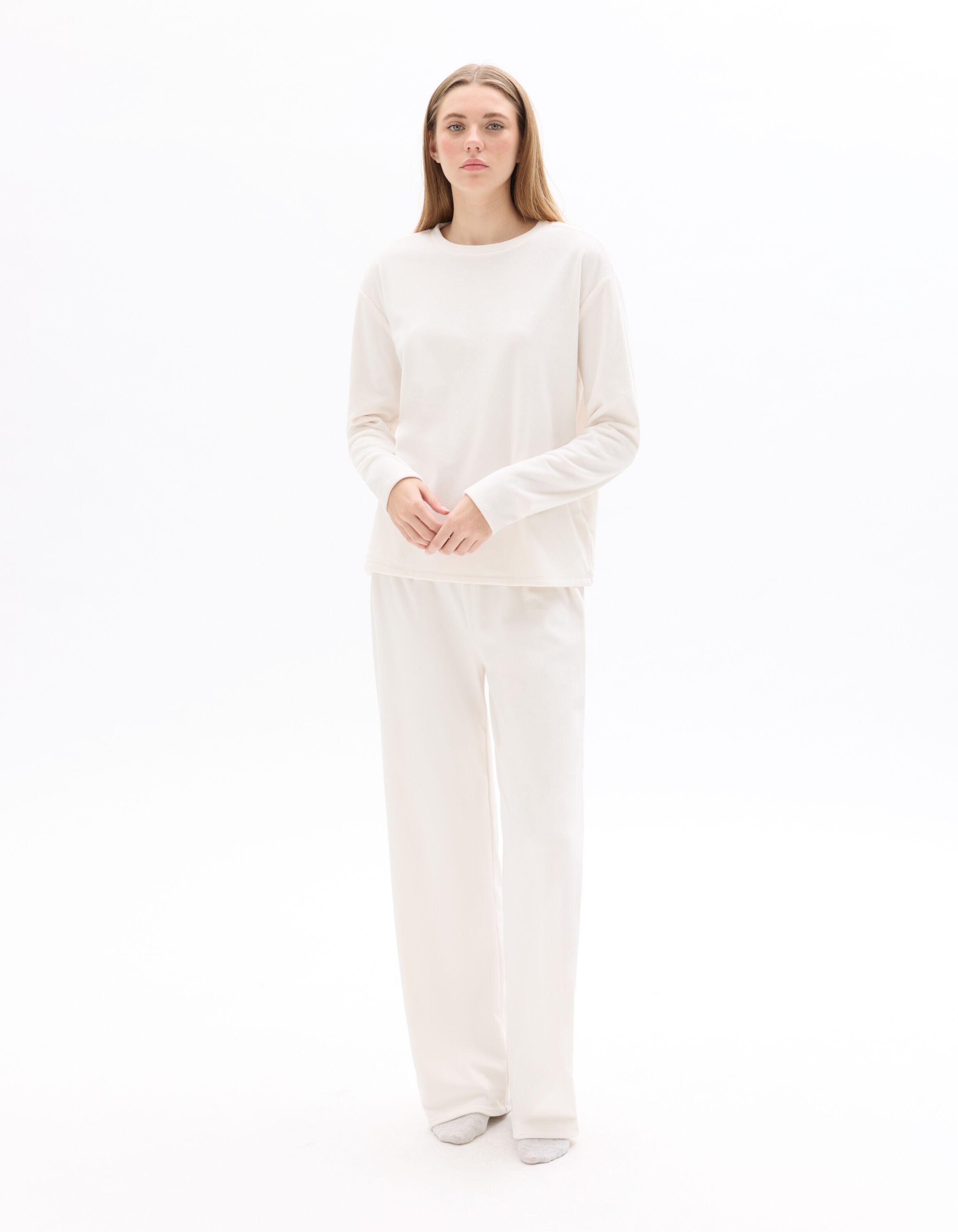 Ensemble de pyjamas en velours - écru