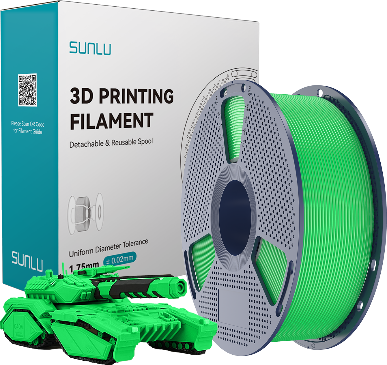 SUNLU  PLA Green, 1,75 mm / 1000 g    Biologisch abbaubares PLA Material