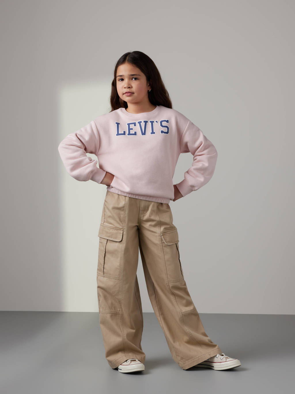 Levi's sweater ELASTIC met tekst lichtroze