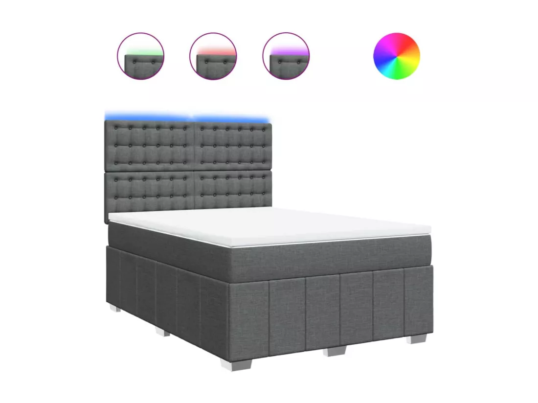 Sommier à lattes de lit avec matelas Gris foncé 160x200cm Tissu