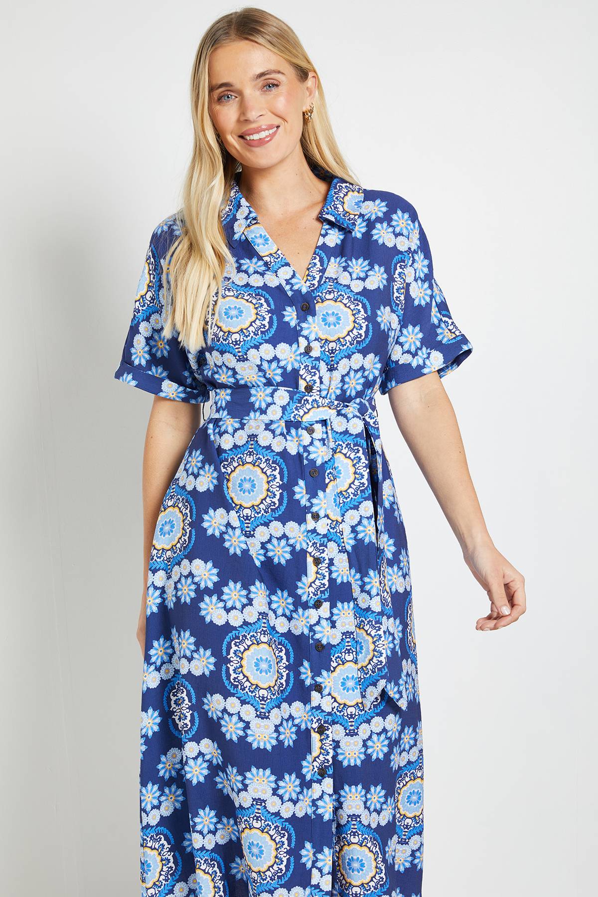 Wallis Robe Midi À Manches Retroussées Imprimé Paisley D'été Petite