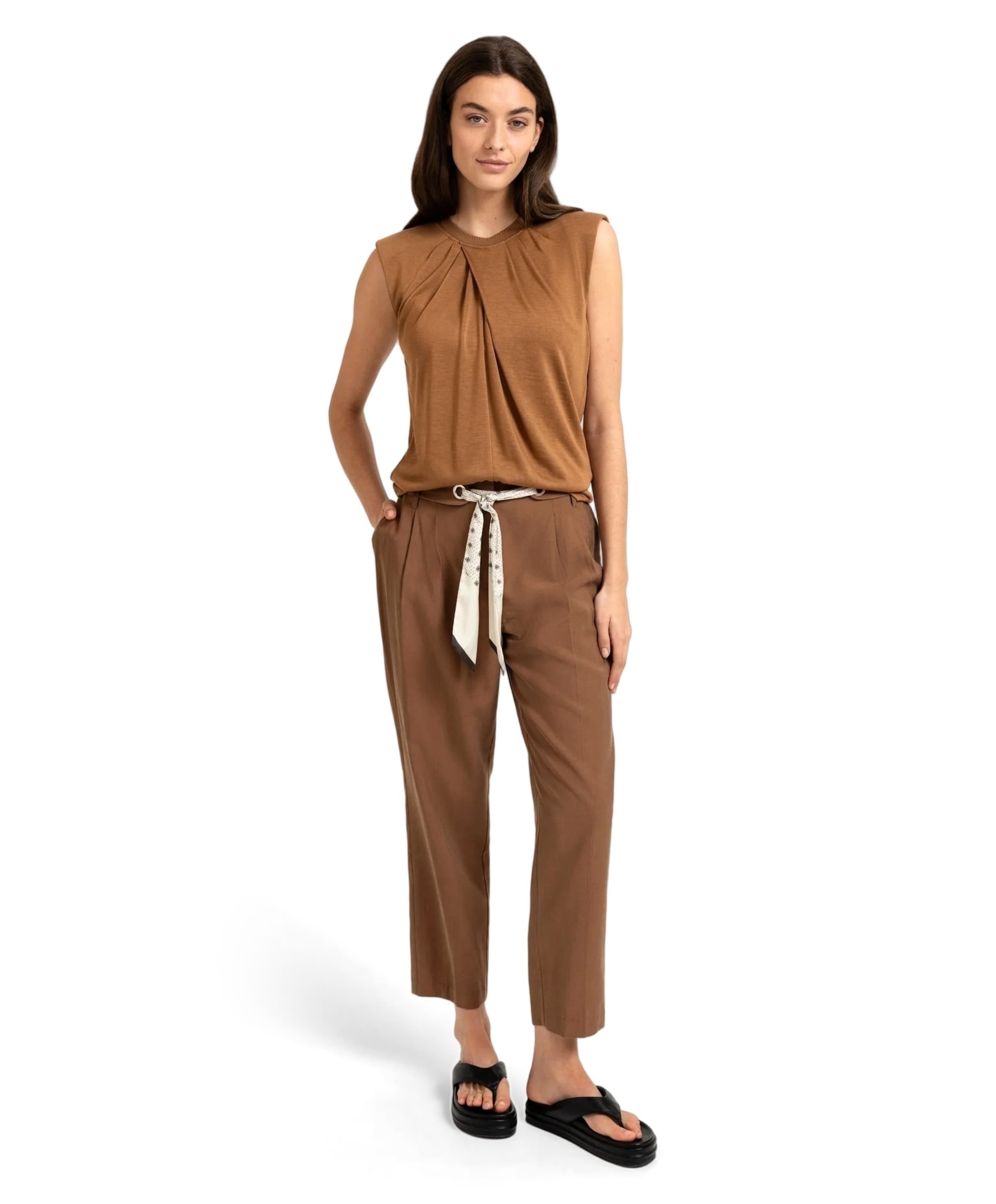 YAYA High-waist met sj dames broek bruin