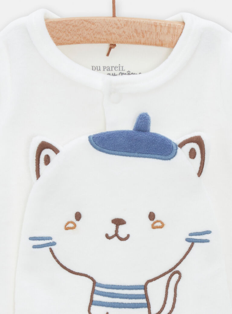 Grenouillère à manches longues motif chat à béret