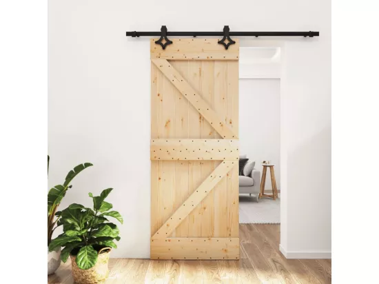Porte coulissante et kit de quincaillerie 85x210 cm pin massif