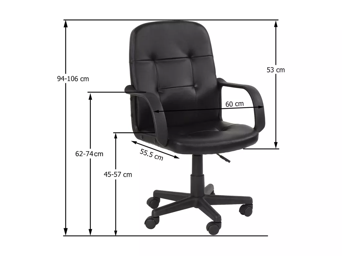 Chaise de bureau pivotante noire 60 x 55.5 x 106 cm 01_0000082