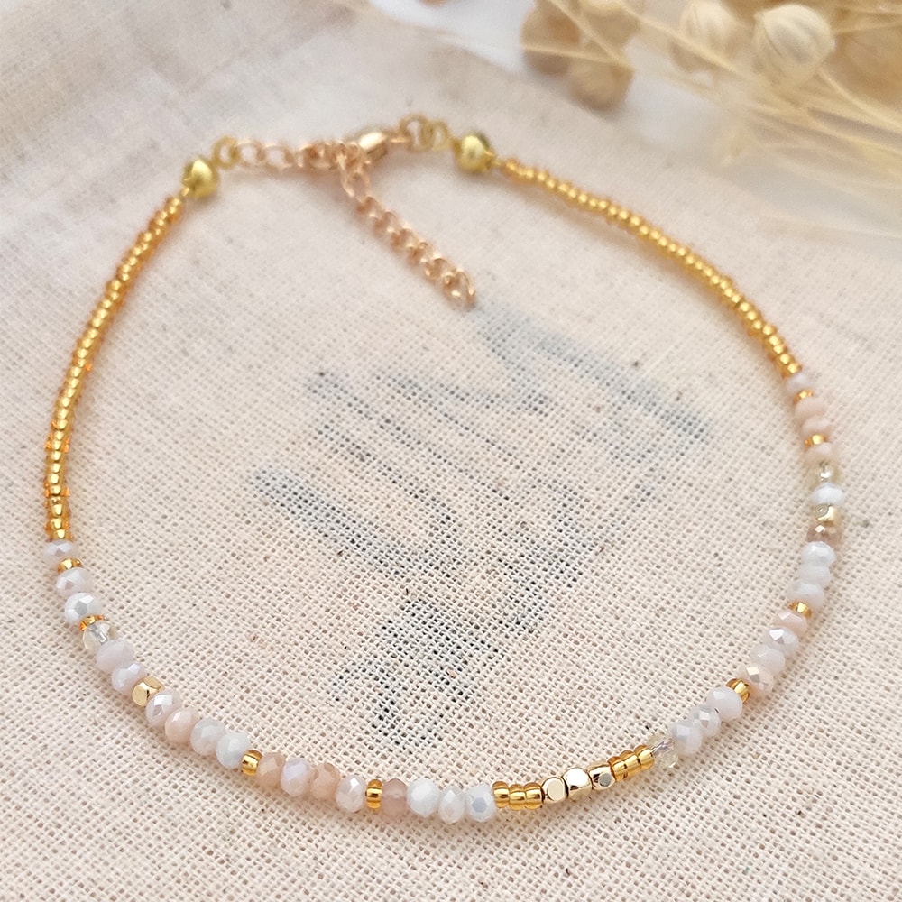 Bracelet de cheville - Laiton plaqué or & cristaux