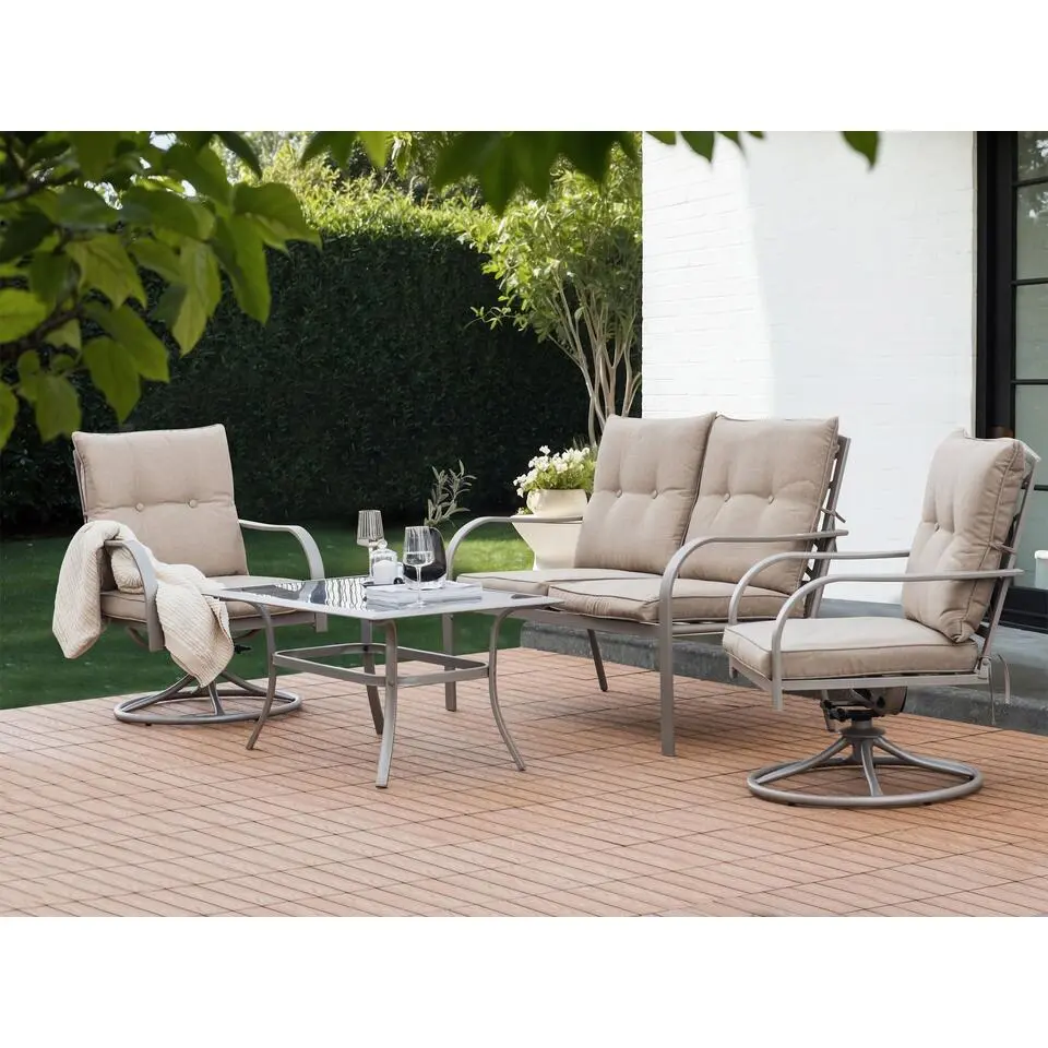 MESTRINO - Loungeset 4-zits - Beige - Staal