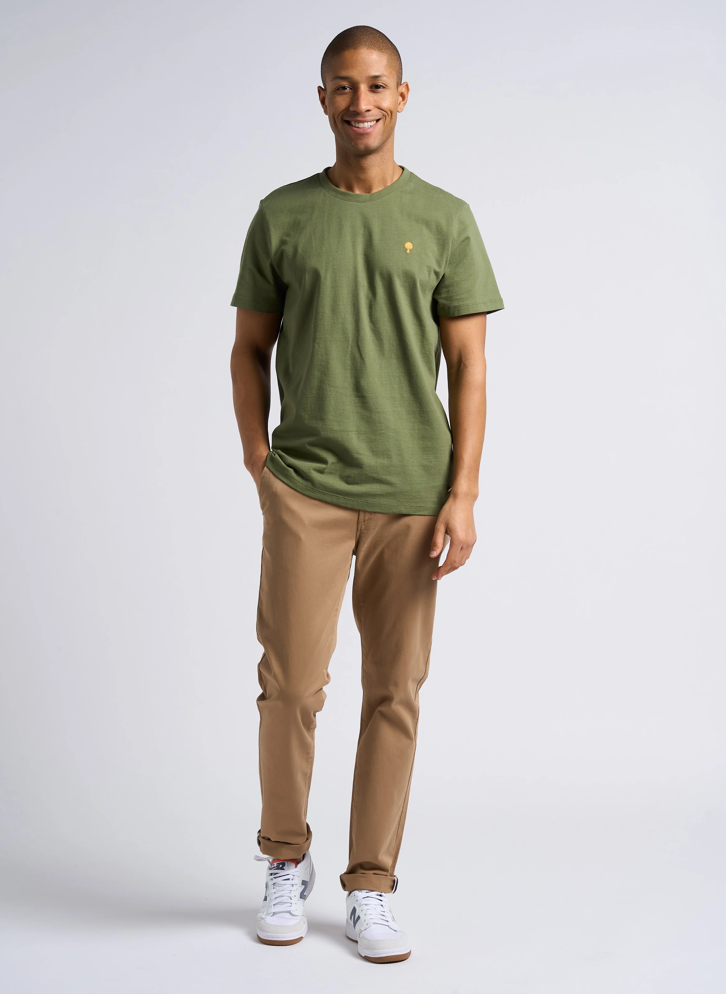 ARCY - Tee-shirt regular-fit brodé en coton mélangé | Kaki