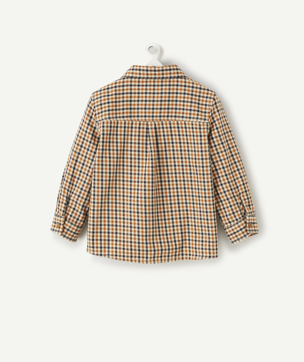 CHEMISE BÉBÉ GARÇON À CARREAUX BLEU ET CAMEL