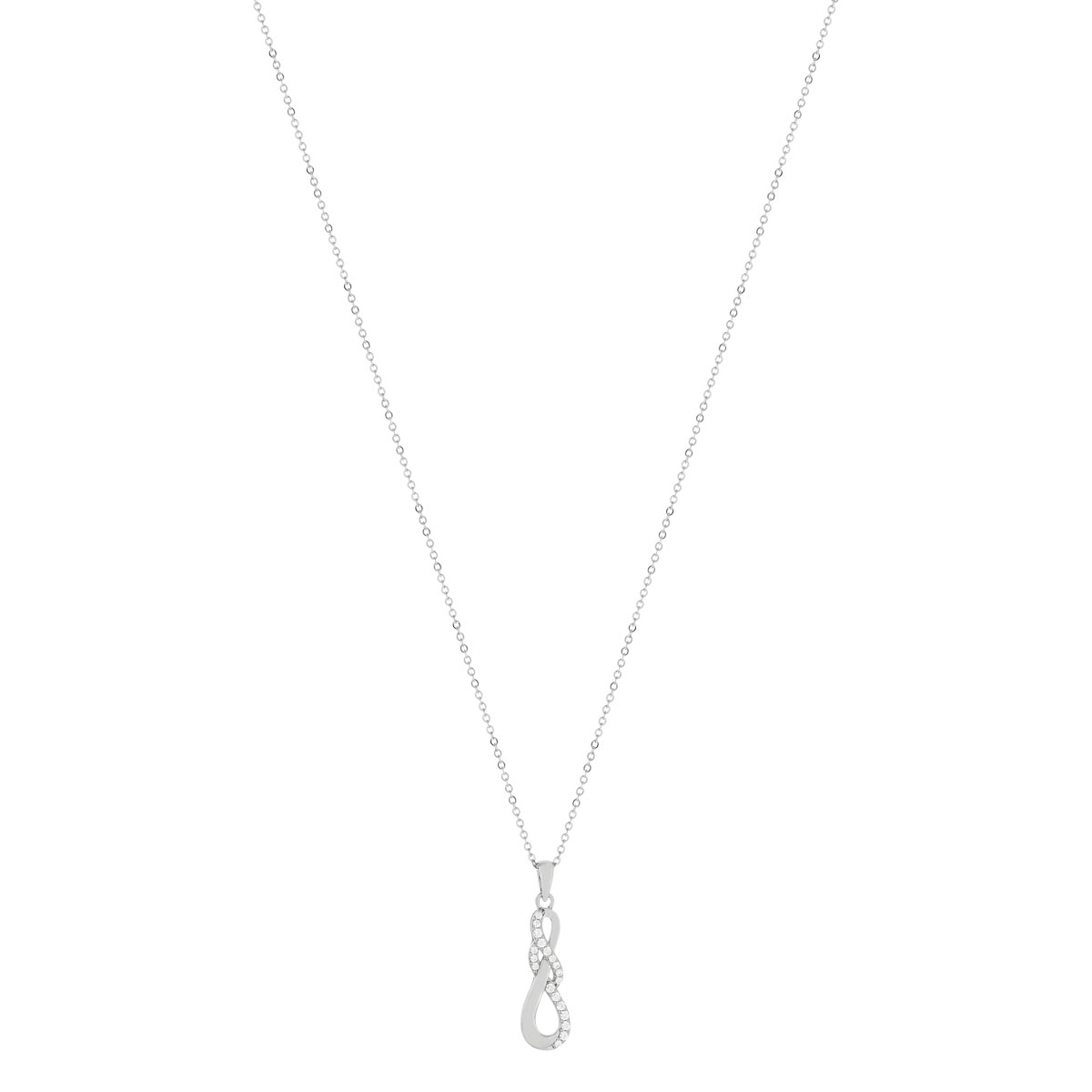 Collier argent 925, zirconias. Longueur 45 cm.