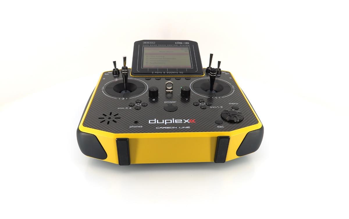 Fernsteuerung DS-16 II Carbon Line Gelb mit R10 Empfänger<br>Professioneller Jeti Duplex 2.4 GHz Sender