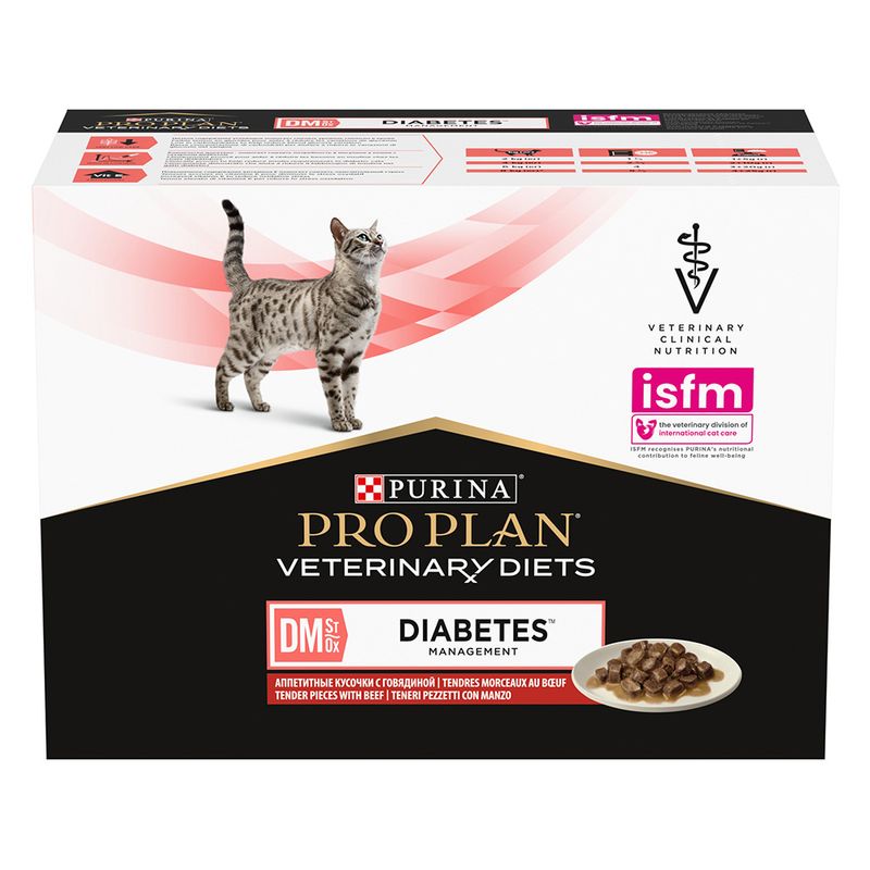 PURINA PRO PLAN Veterinary Diets Feline DM ST/OX Diabetes Management, bœuf
