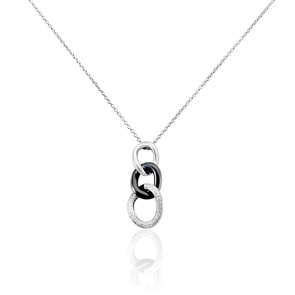 Collier Link Argent Blanc Céramique Et Oxyde De Zirconium