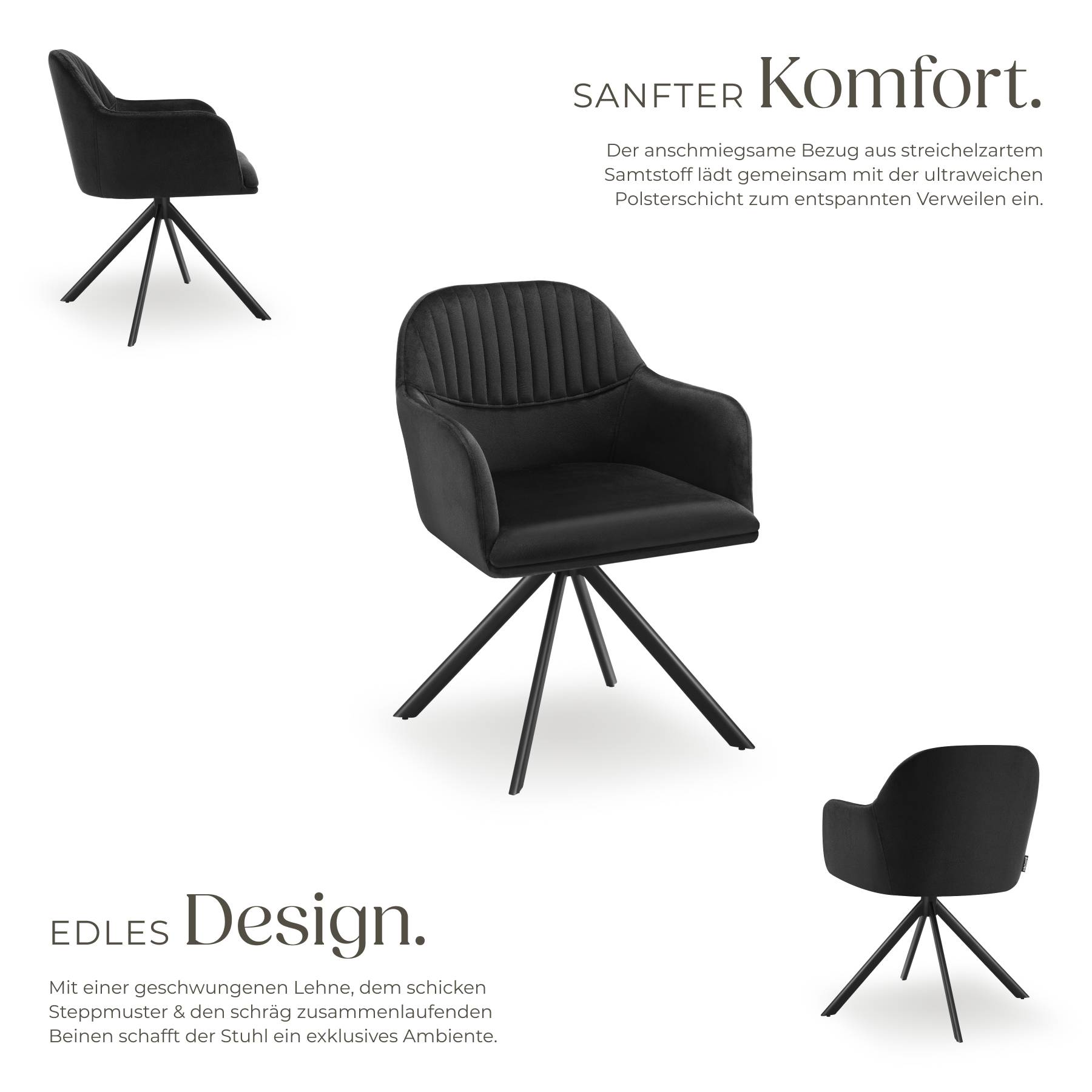 Samt-Drehstuhl Lona