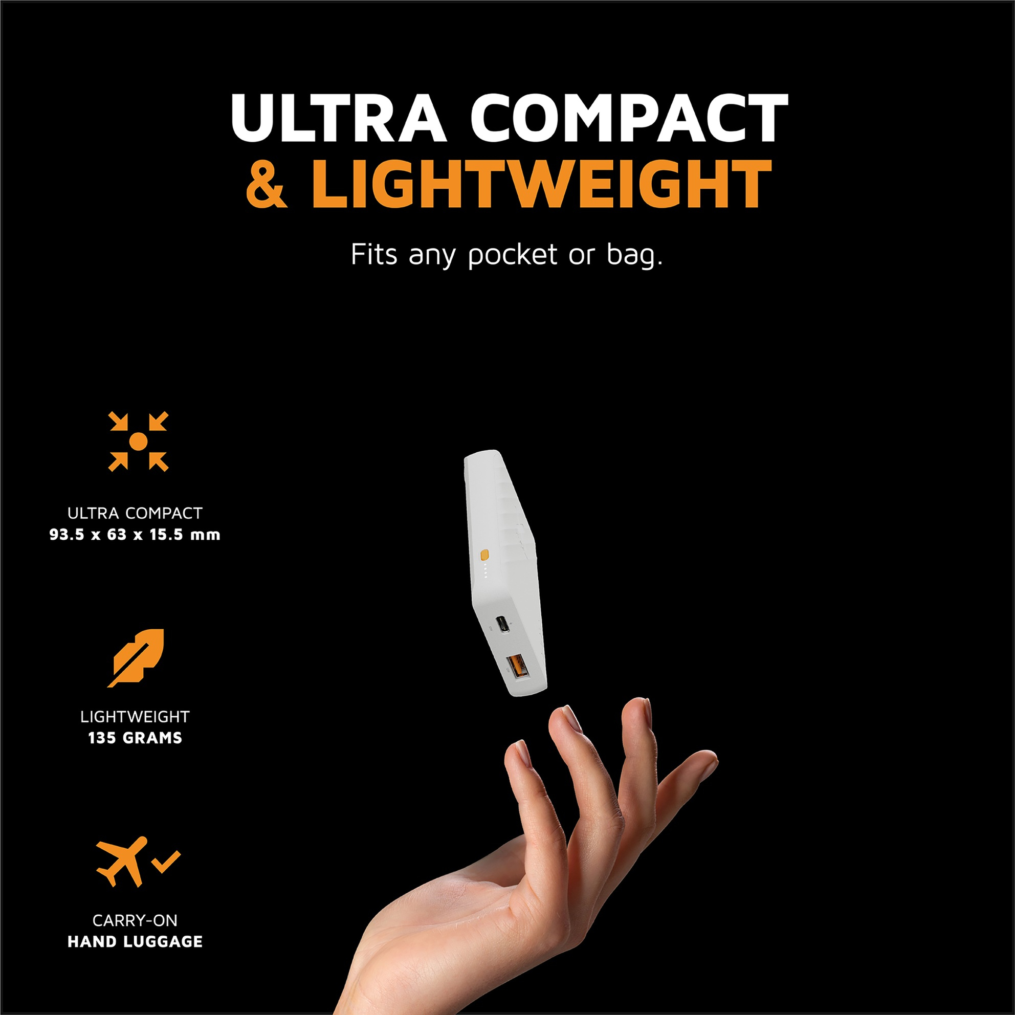(12W) 5000mAh Go2 Series USB C / USB A Powerbank Fast Charge Ladegerät (XG2050) - Ash White