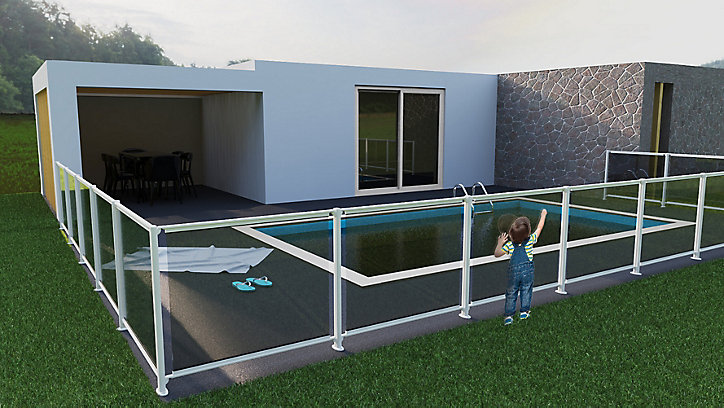 Module en verre pour barrière de piscine en aluminium blanc 0,9m