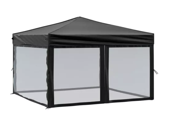 Tente de réception pliable avec parois Noir 3x3 m
