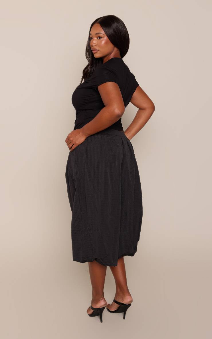 Noir Jorts Bouffants En Coton À Carreaux Grande Taille