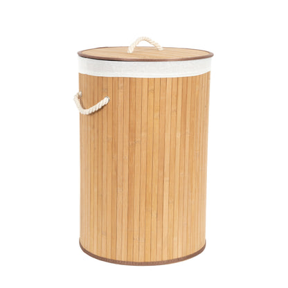 Panier à linge rond en bambou avec couvercle
