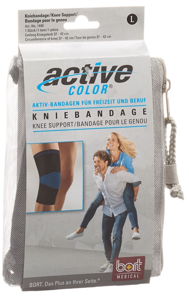 BORT ActiveColor Kniebandage XL  42cm schwarz 1 Stk