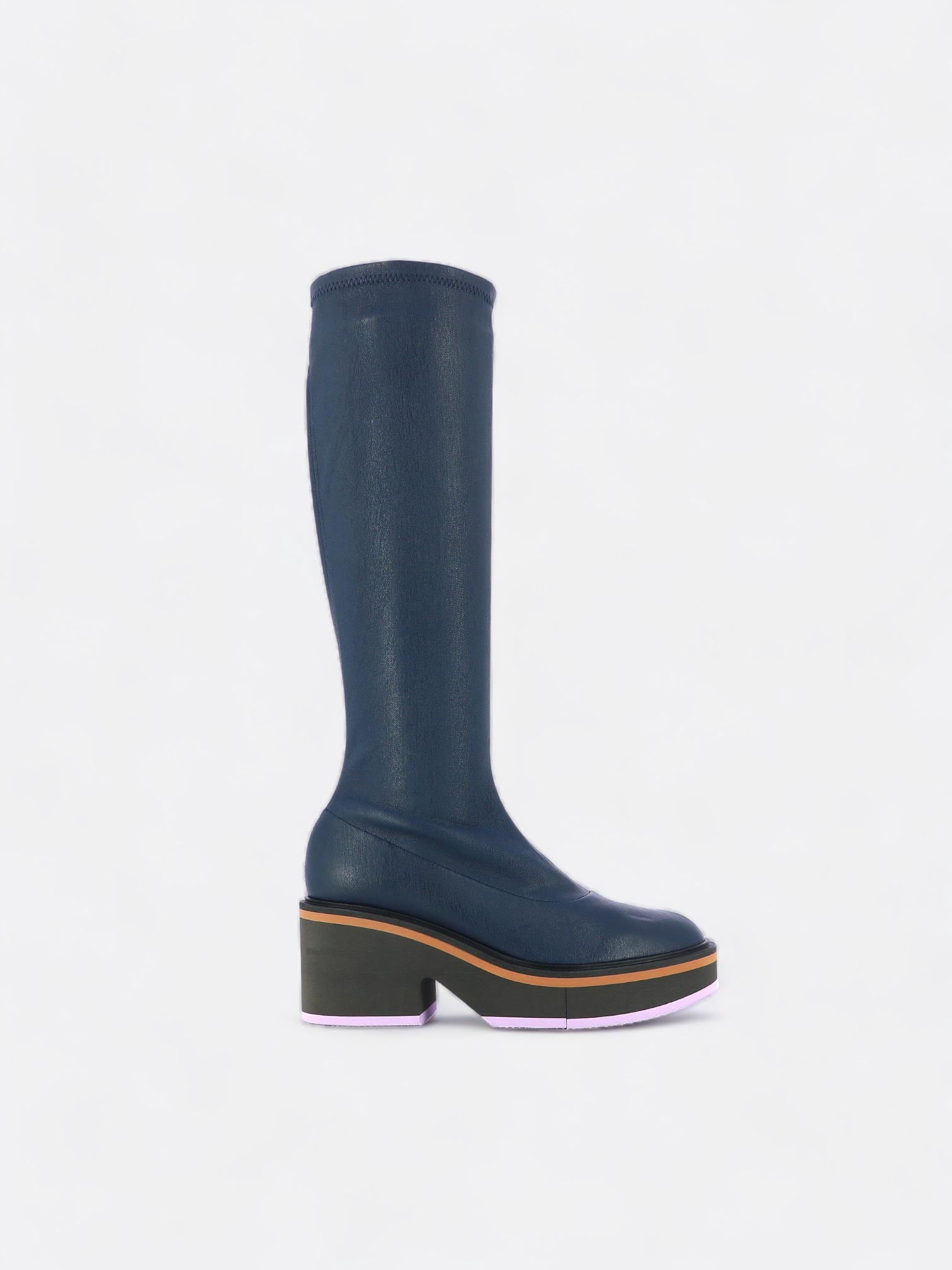 HIGH BOOTS - ANKIA boots, stretch lambskin blue || OUTLET