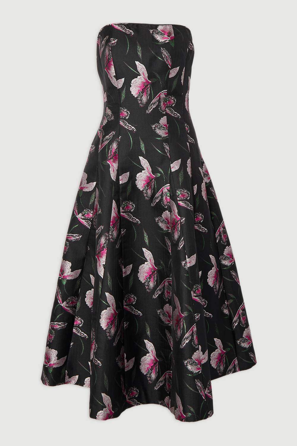 KarenMillen Robe Midi Bustier à Jupe Ample en Jacquard