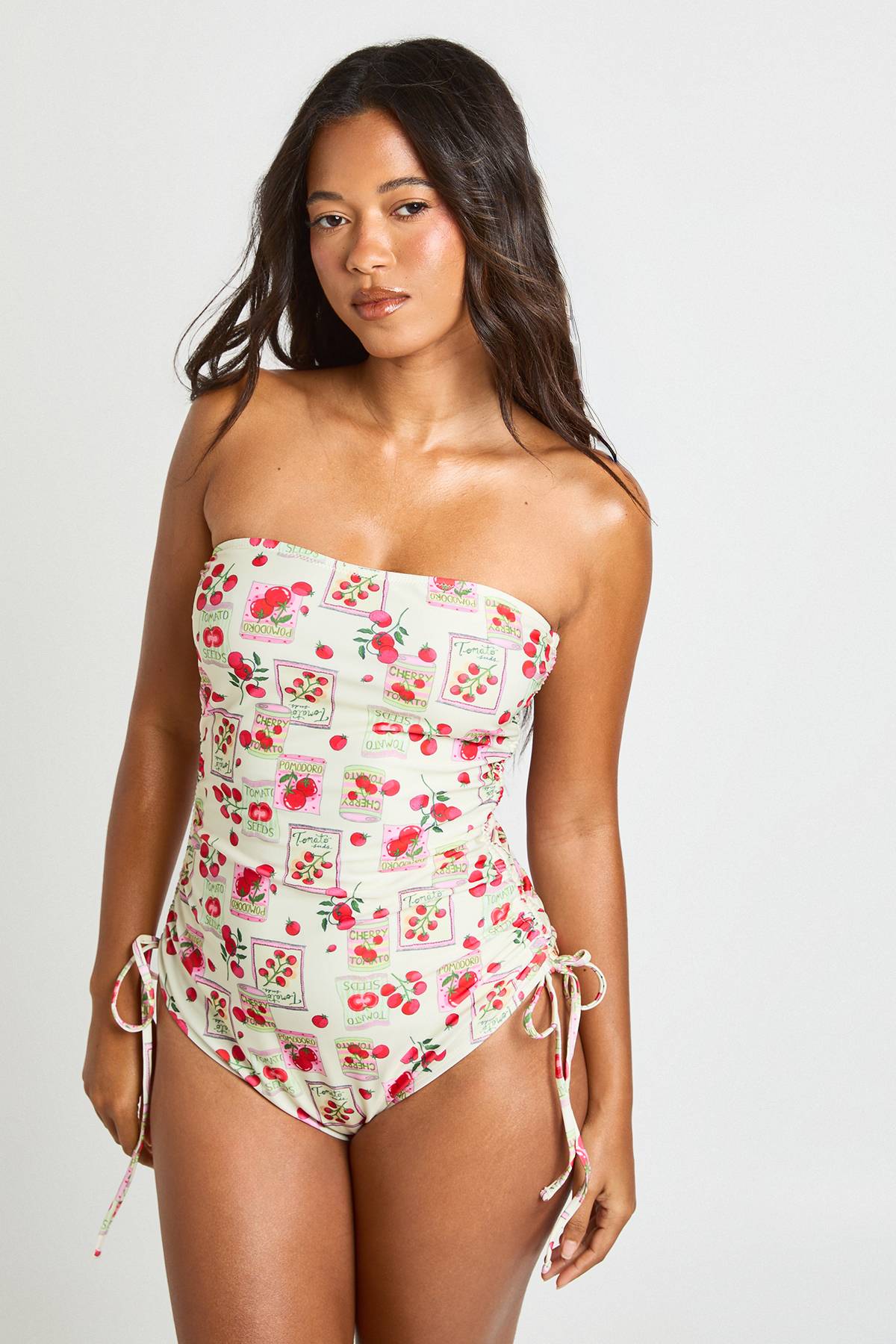boohoo Maillot De Bain Bandeau Froncé Imprimé Tomates