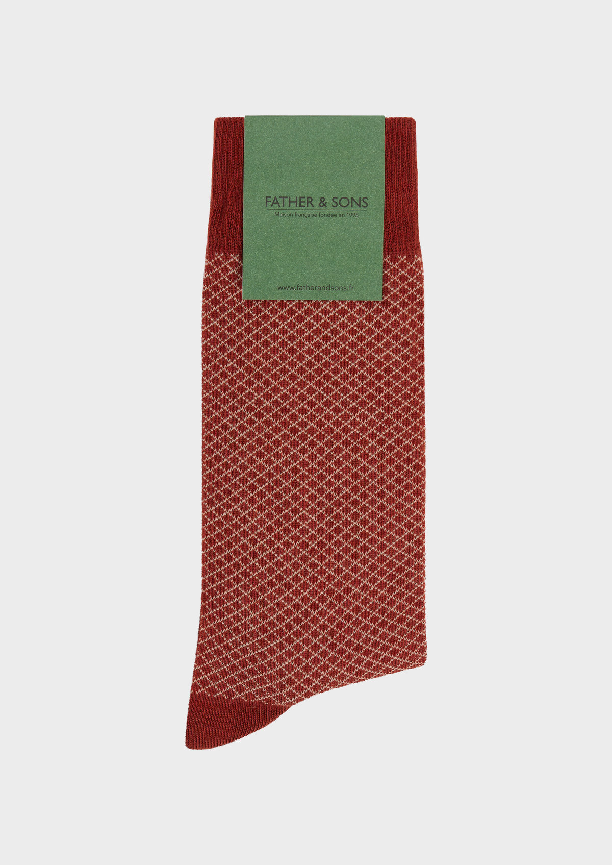 Chaussettes en coton bio mélangé terracotta à carreaux beiges