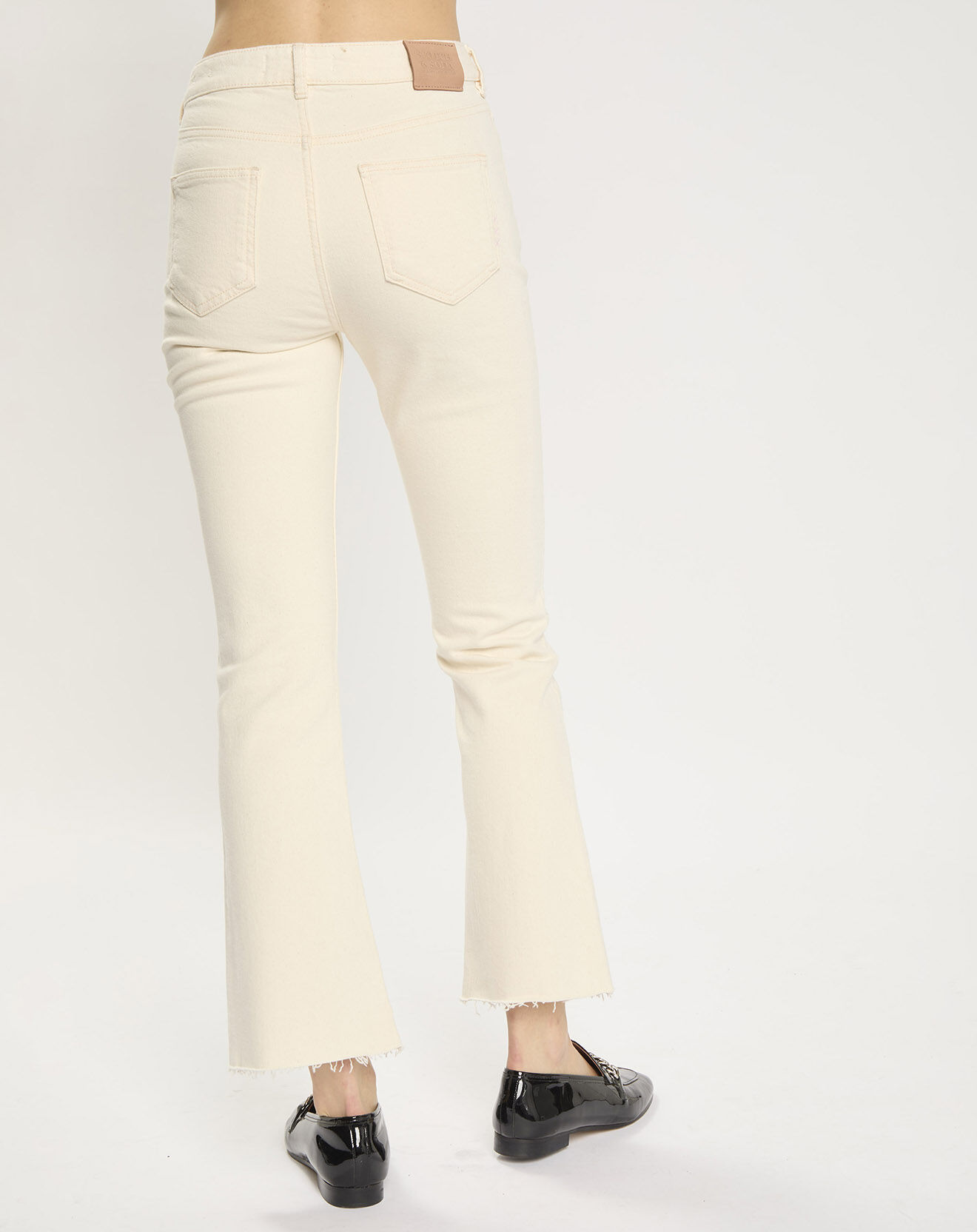 Scotch & Soda Jean en Coton Bio mélangé Flare The Kick Cropped écru