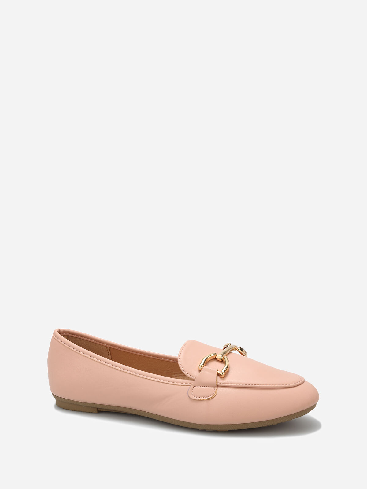 Mocassins en simili à détail mors- Rose
