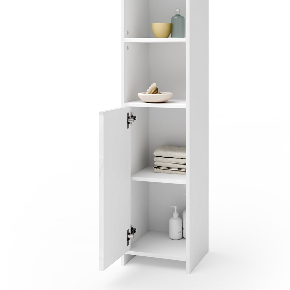 VICCO Badschrank KIKO 190 x 30 cm Weiß - Badezimmerschrank Hochschrank Regal Badregal