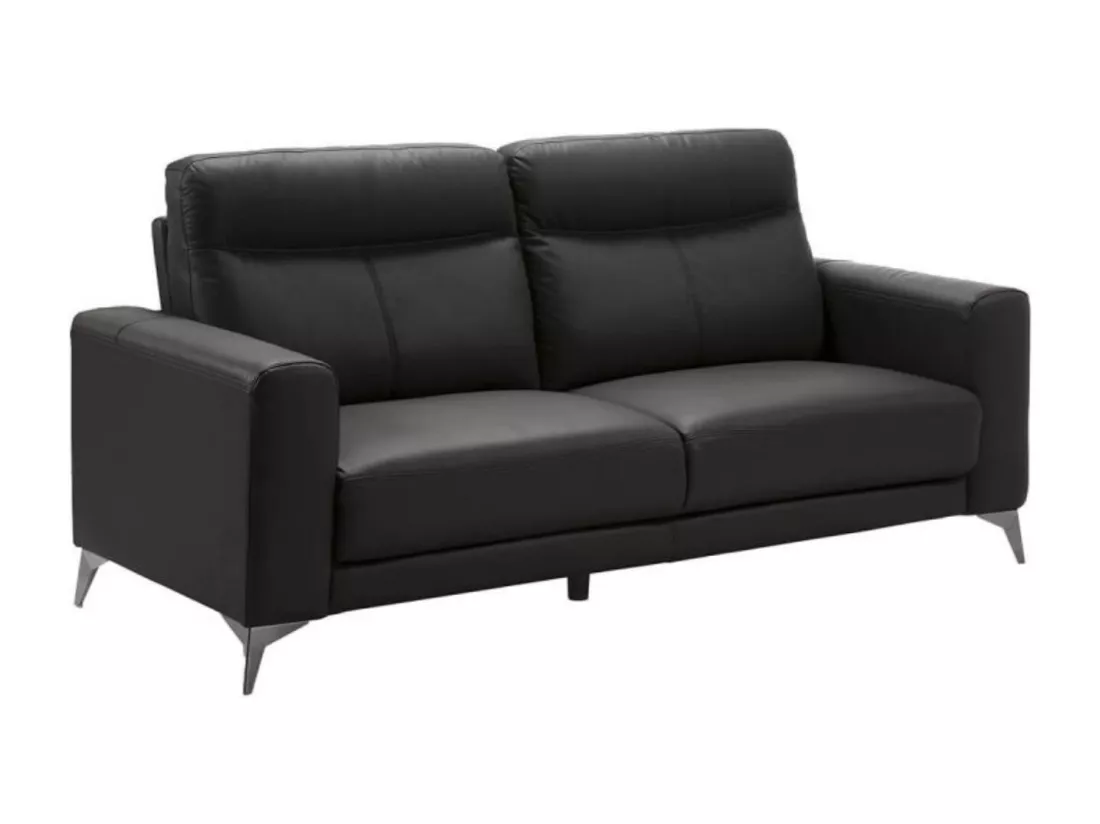 Canapé 3 places design en cuir Jorka 207cm-Couleur Noir