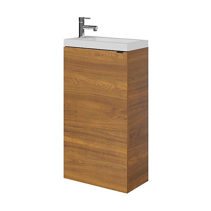 Meuble lave mains à poser GoodHome Imandra décor noyer L. 44 x H. 79 x P. 23 cm