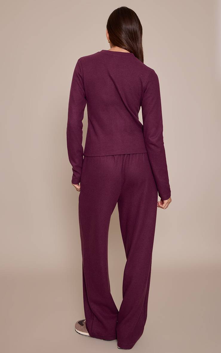 Dark Plum Pantalon De Jogging Large À Rayures Toucher Doux