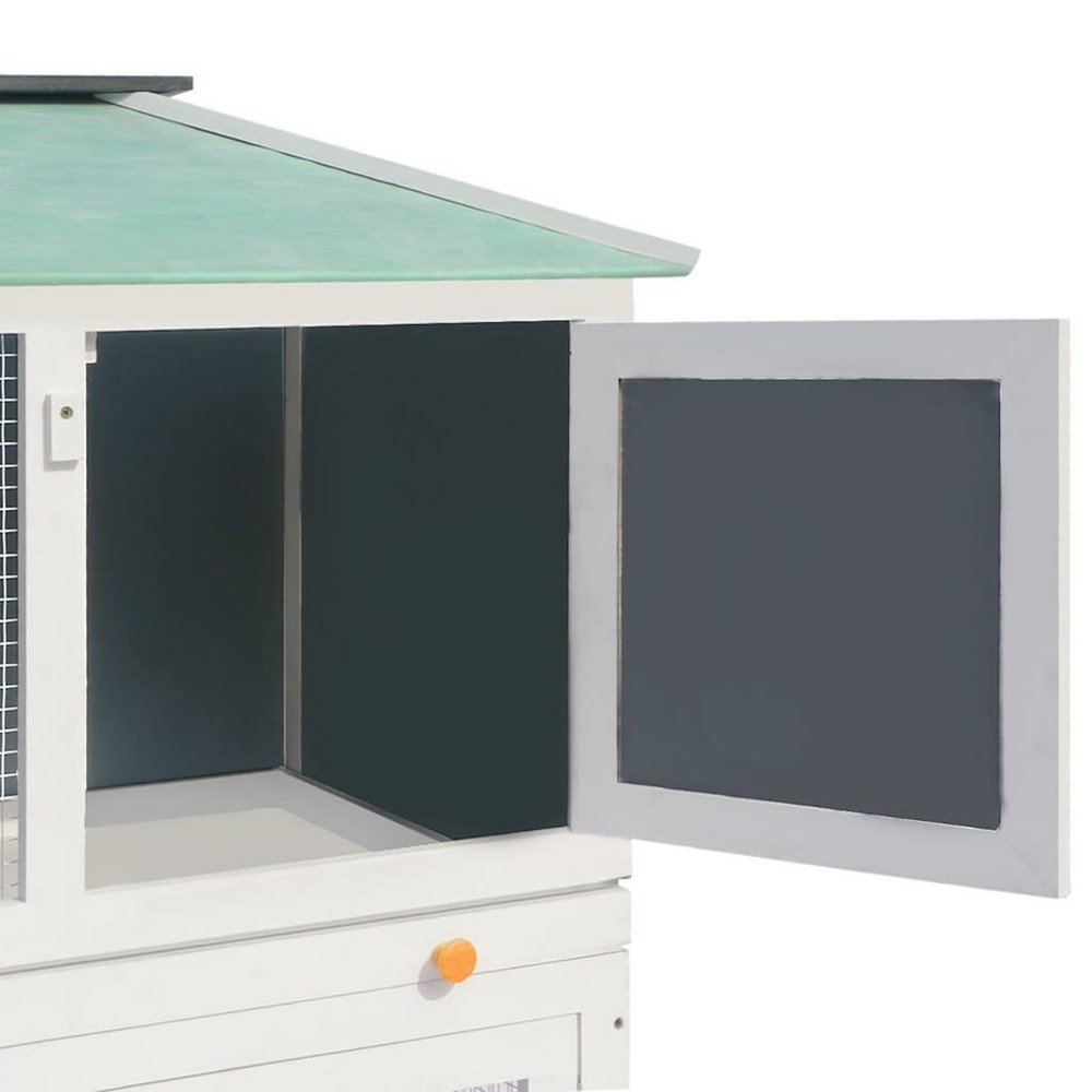 Cage clapier double pour animaux 130 x 68 x 105 cm bois vert blanc
