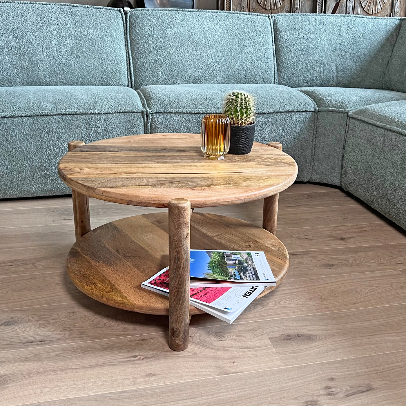 Mango salontafel naturel rond 65cm