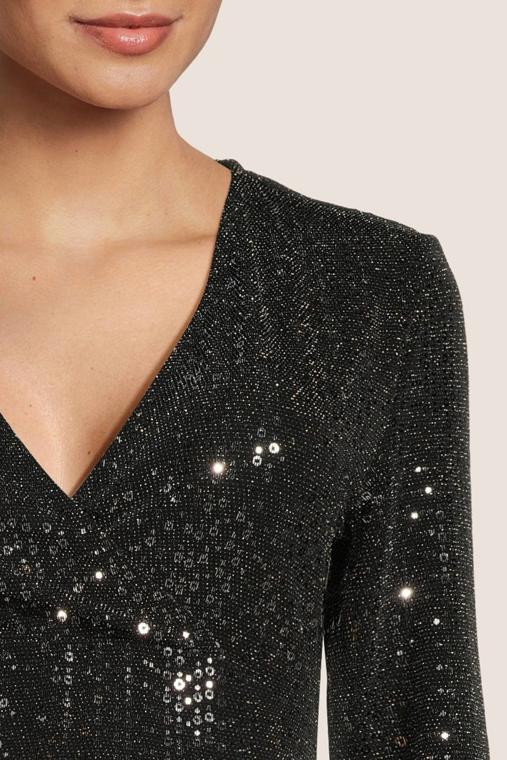 PIECES Maternity zwangerschapsjurk PMSIDDY met glitters zwart