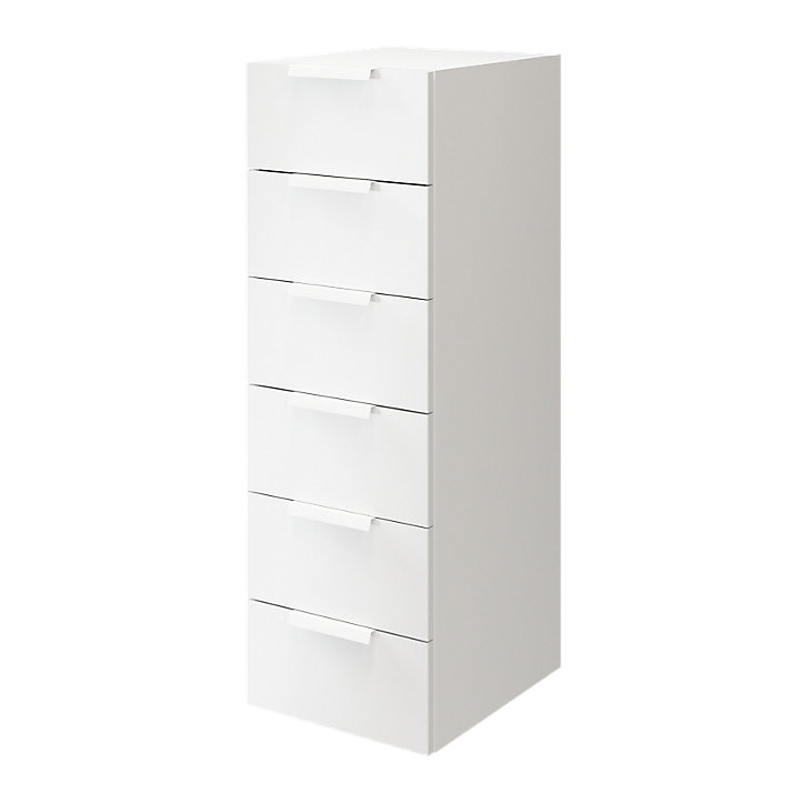 Commode blanche 6 tiroirs GoodHome Atomia H. 112,5 x L. 37,5 x P. 45 cm