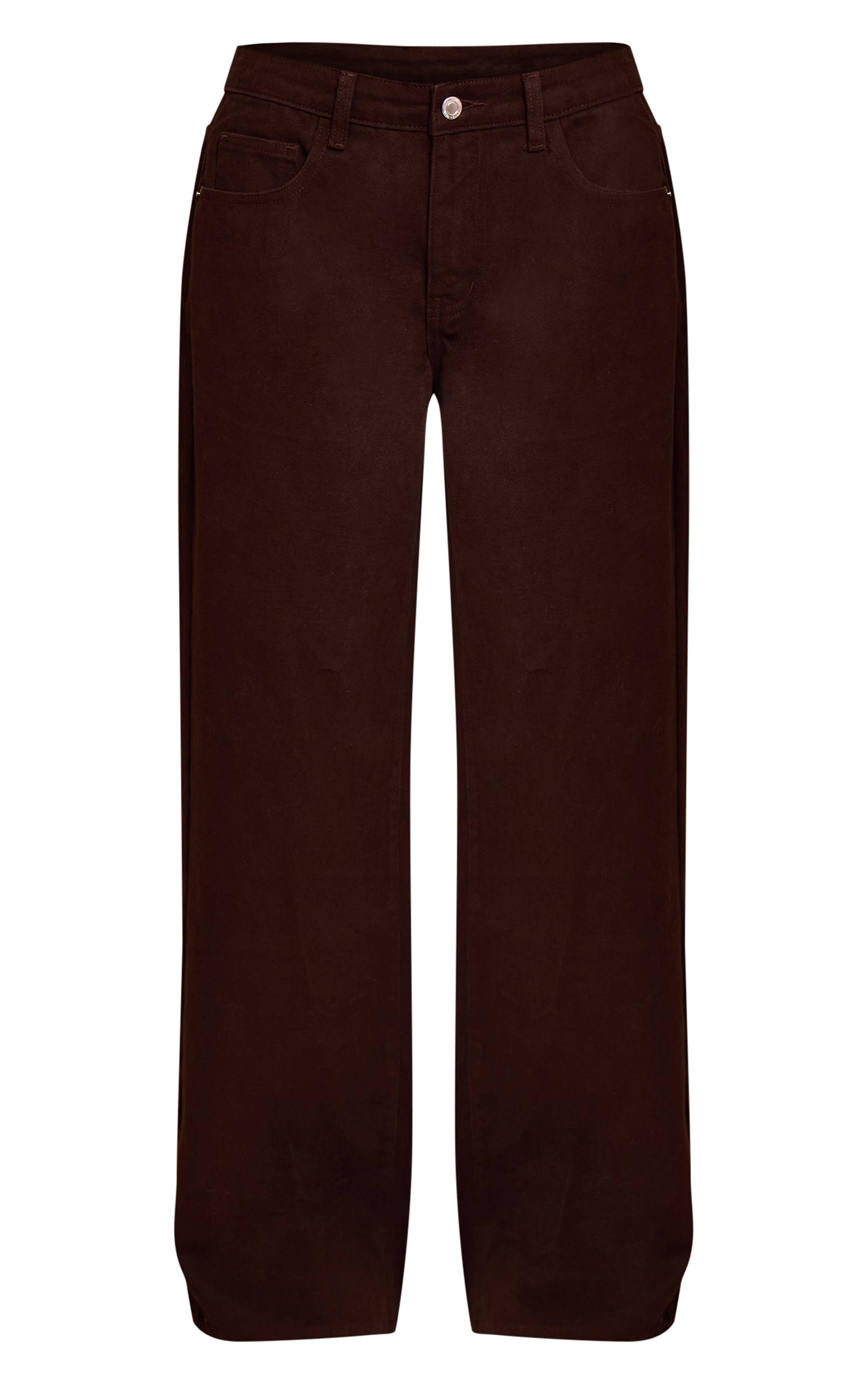 Chocolat Jean Boyfriend Taille Basse À Jambe Large