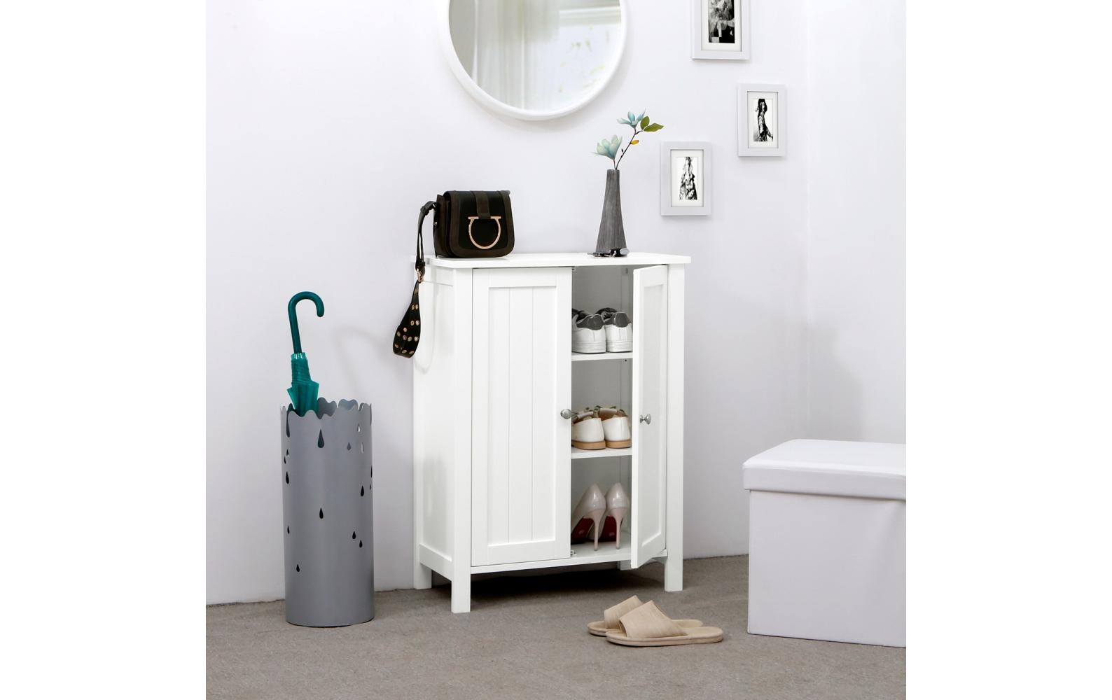 Badezimmerregal mit Doppeltür 60 x 80 cm, Weiss<br>Schrank mit verstellbarem Einlegeboden