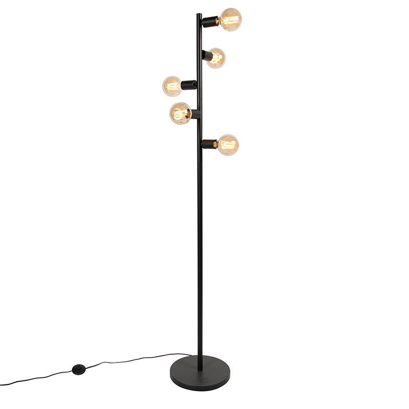 Moderne vloerlamp zwart 5-lichts - Facil