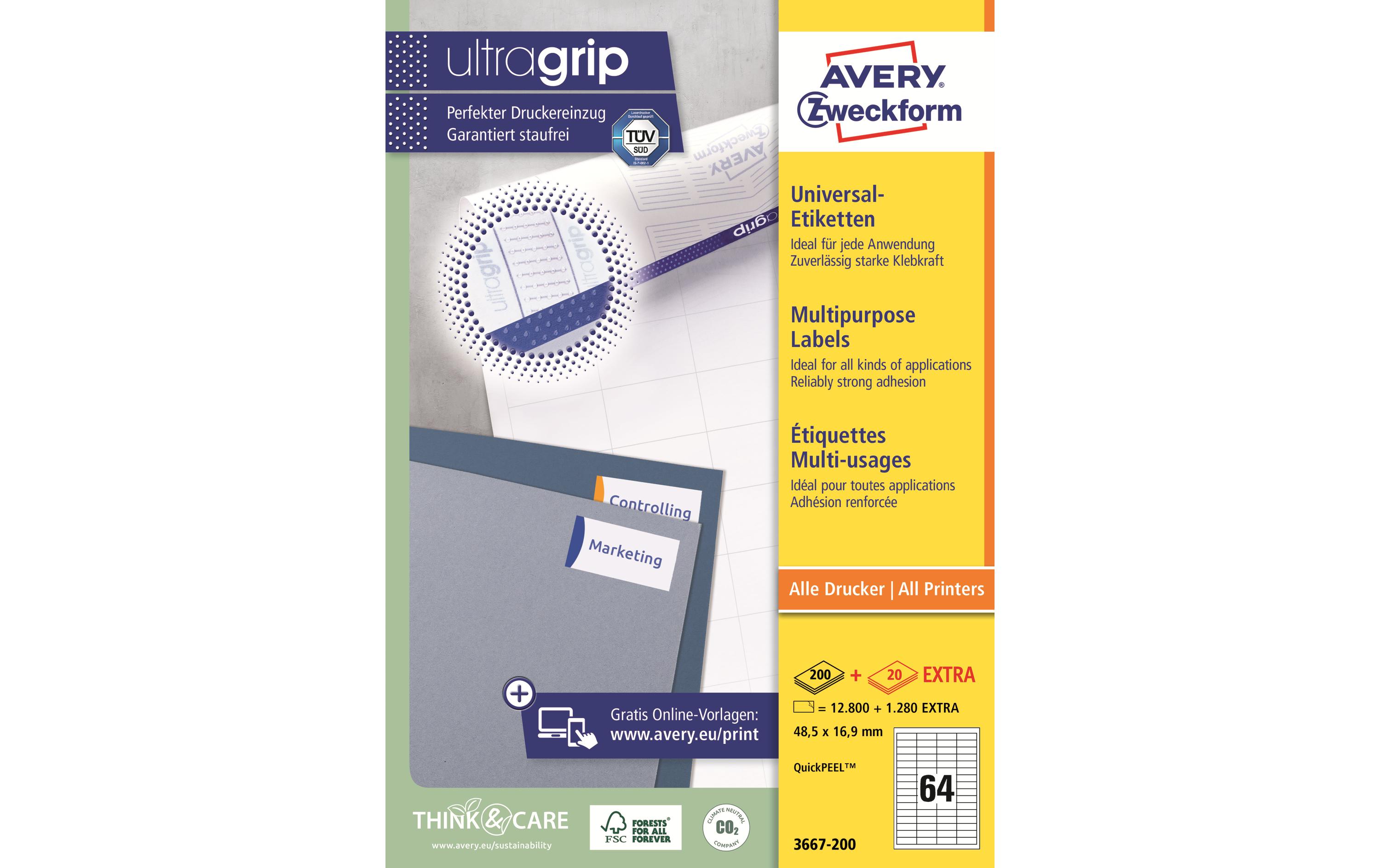 Universal-Etiketten 3667 48.5 x 16.9 mm, 220 BlattWeisse Aufkleber, permanent haftend