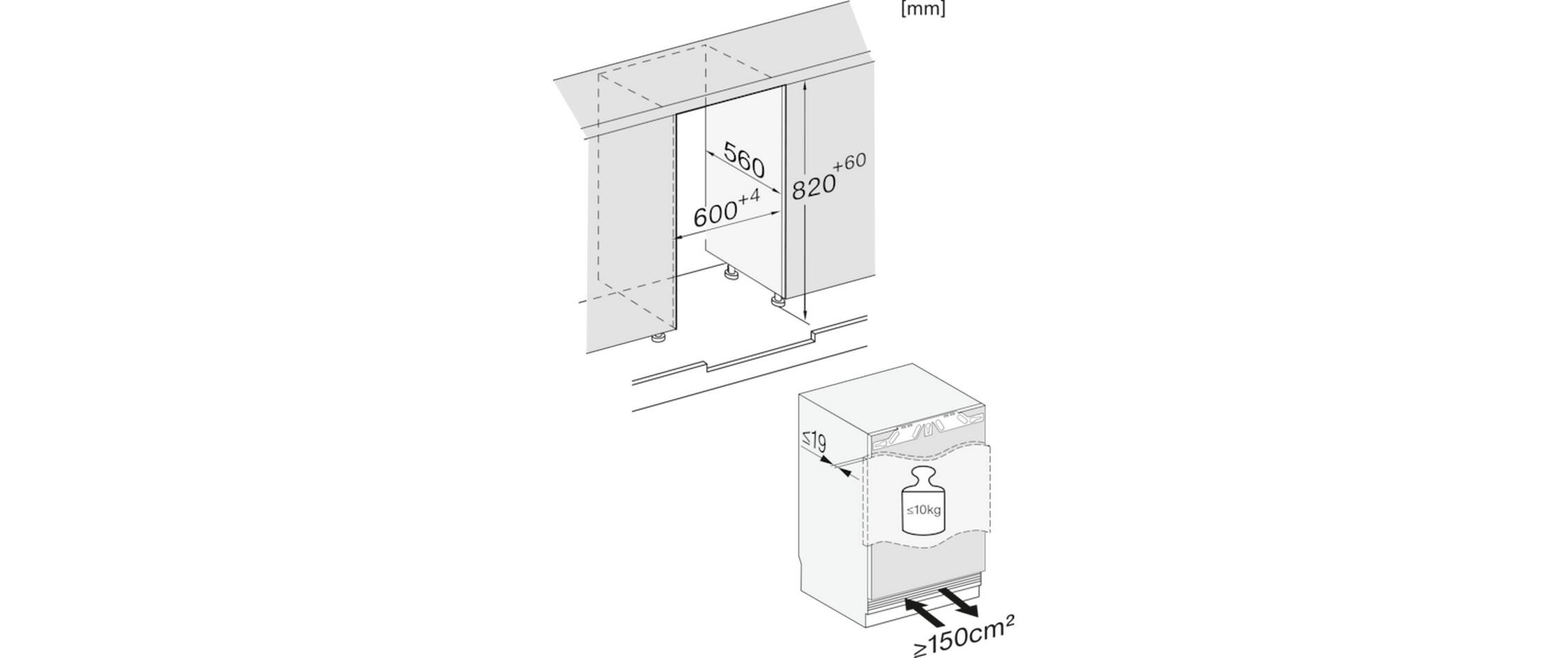 Einbaukühlschrank KU 7015 D Rechts/Wechselbar<br>Unterbau-Kühlschrank